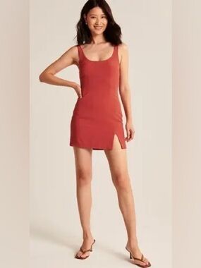 Abercrombie & Fitch 90s Slip Mini Dress & Matching Scrunchie - Red
